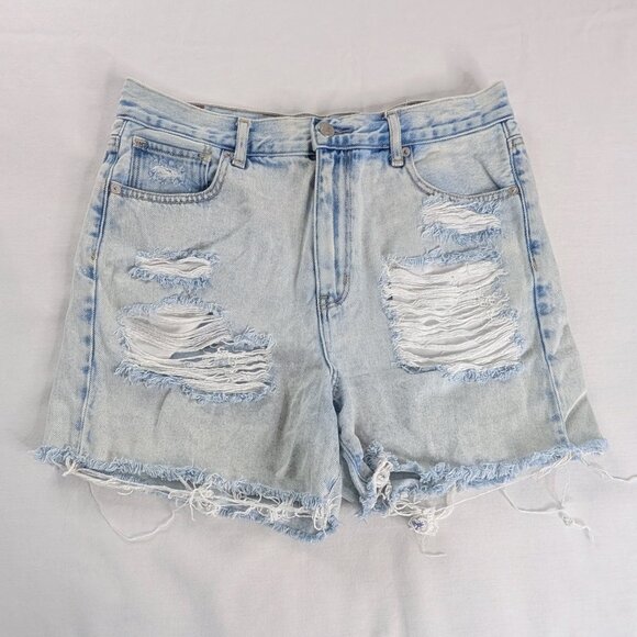 American Eagle Light Wash Distressed Mom Shorts High Rise - Picture 1 of 7